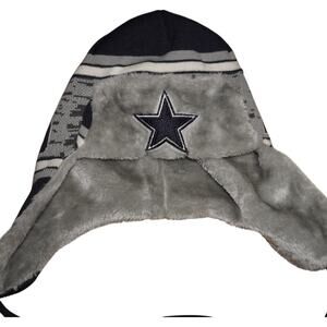 Dallas Cowboys New Era Knit Trapper Hat Winter Faux Fur Lined NFL Beanie